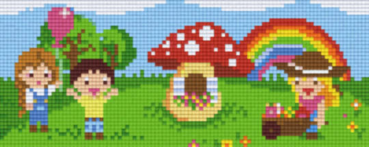 Kindergarten Children Two [2] Baseplate PixelHobby Mini-mosaic Art Kits